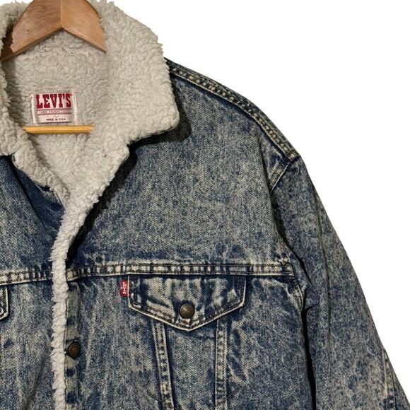 Vintage Made in USA Levis San Francisco Sherpa Lined Trucker Denim Jean Jacket - Picture 3 of 13